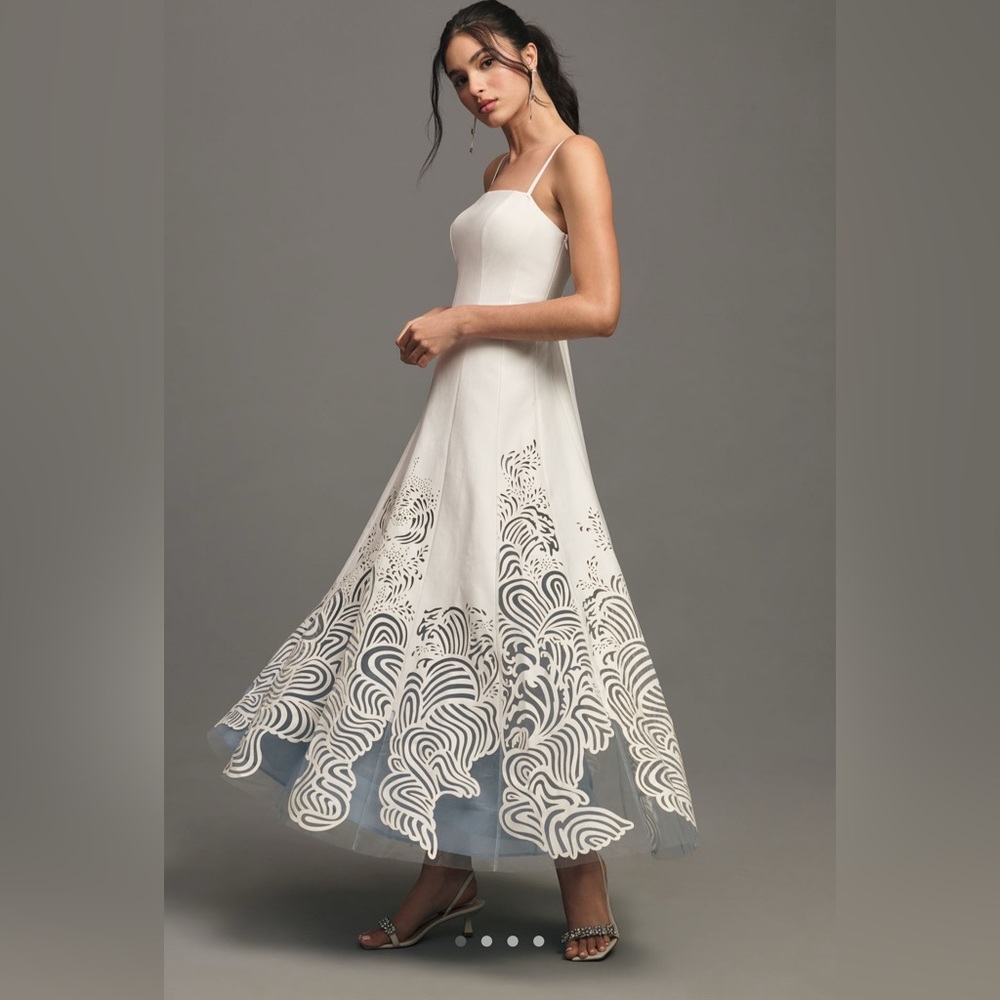 Anthropologie Geisha Designs Cutwork A-Line Maxi Dress